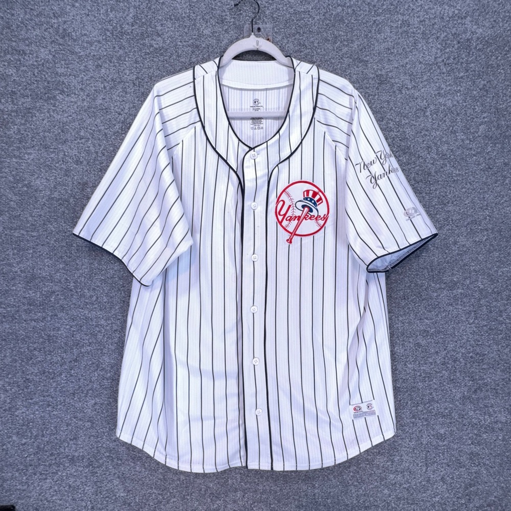 New York Yankees Baseball Jersey Mens XL White True Fan Pinstripe MLB Button Up